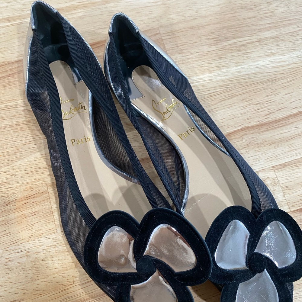Brand New Pansy Town ballet flats in black mesh and silver